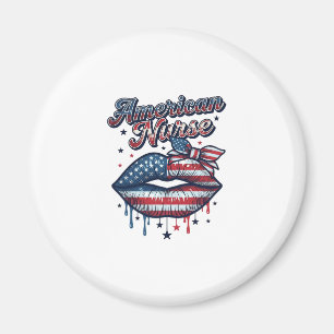 American Nurse Patriotic Lips Vector Shirt Design_ Magnet