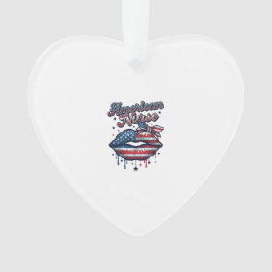 American Nurse Patriotic Lips Vector Shirt Design_ Ornament