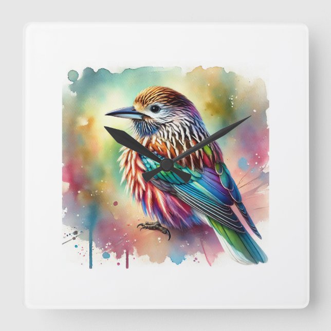American Nutcracker Bird 240824AREF122 - Watercolo Square Wall Clock (Front)