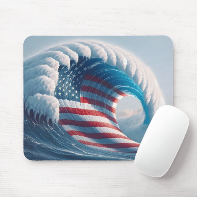 American Ocean Wave Mouse Mat (With Mouse)