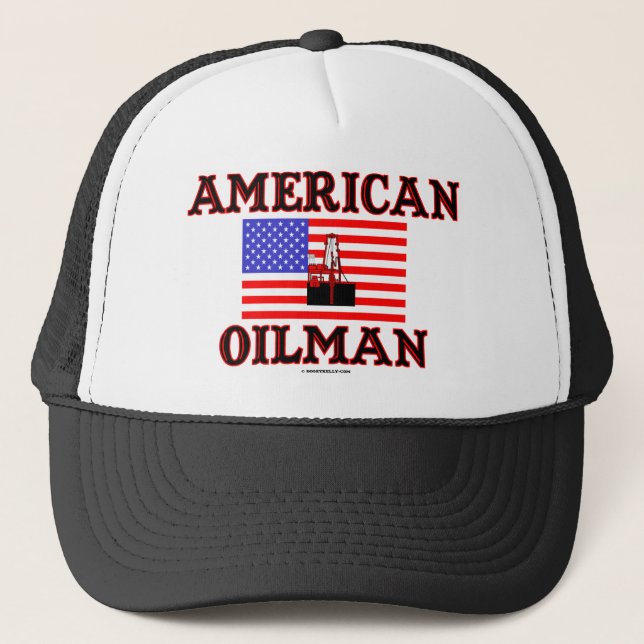 American Oilman,Oil Field Hat,Oil Rig,Oil,Gas, Trucker Hat (Front)