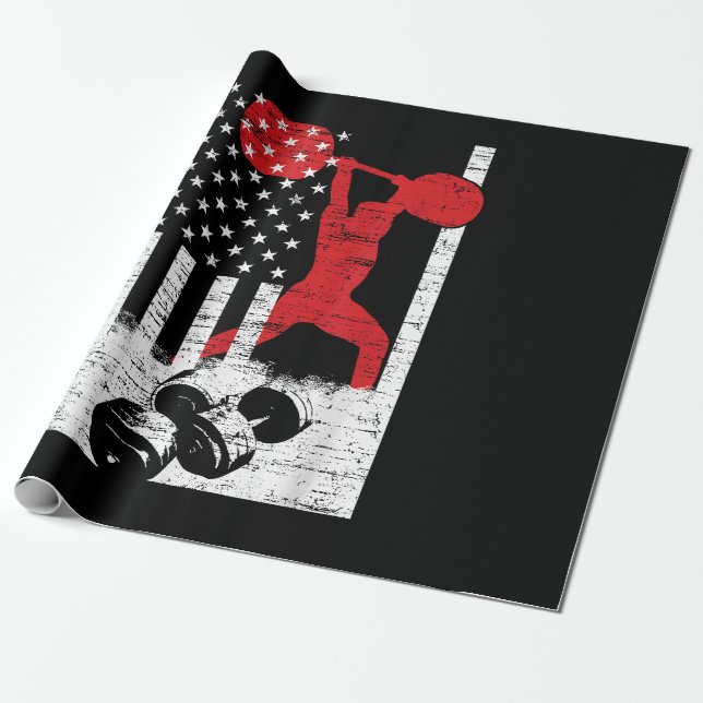American Olympic Weightlifting Wrapping Paper (Unrolled)