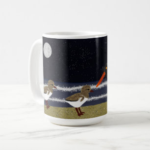 American Oystercatcher with chicks at night  Coffee Mug