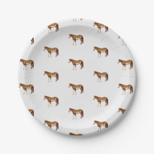 American Paint Horse Equestrian Watercolor Paper Plate
