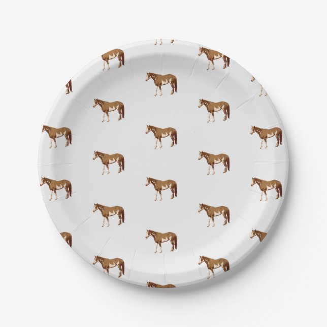 American Paint Horse Equestrian Watercolor Paper Plate (Front)