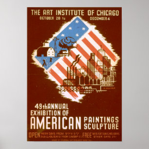 American Paintings Sculpture Vintage Poster