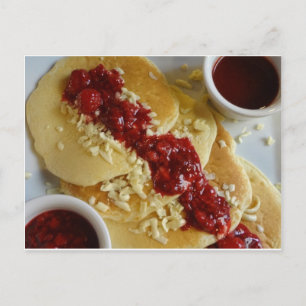 American pancakes raspberries & white chocolate postcard