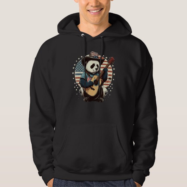 American Panda Guitar USA County Music Hoodie (Front)