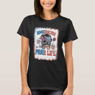 American Para Squad Messy Bun Women 4th Of July T-Shirt