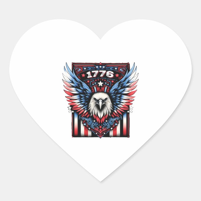 American Patriot 1776 Eagle Design Collections Heart Sticker (Front)