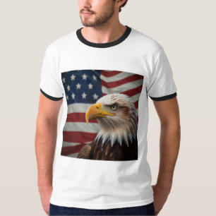 American Patriot Bald Eagle Ringer T-Shirt Design