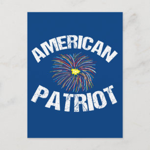 American Patriot Blue Fireworks Postcard