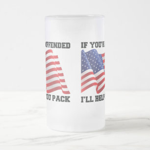 American patriot frosted glass beer mug