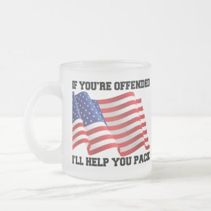 American patriot frosted glass coffee mug