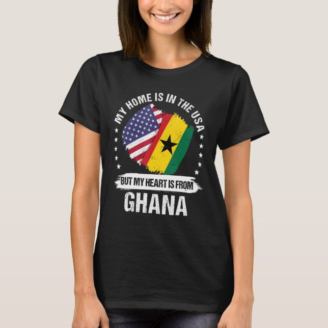 American Patriot Ghana Flag American Ghanian Roots T-Shirt (Front)
