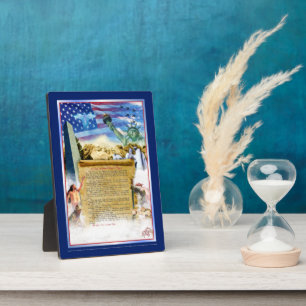 American Patriot Impressionist Oil Painting Plaque