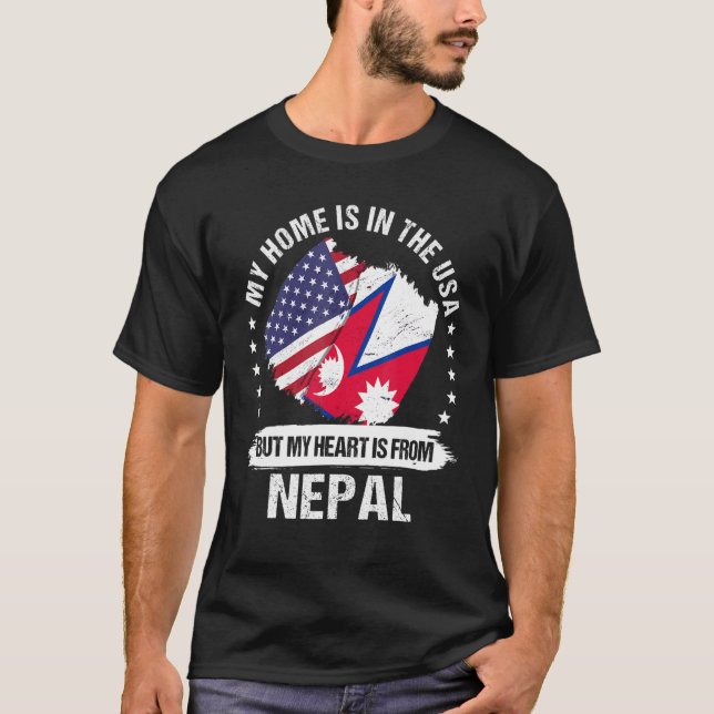 American Patriot Nepal Flag American Nepalese Root T-Shirt (Front)