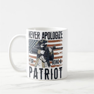 American Patriot "Never Apologise" Minutemen  Coffee Mug
