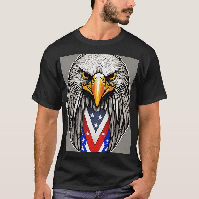 American Patriot Oval Sticker: Bald Eagle Pride T-Shirt (Front)