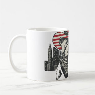 American Patriot Pitbull Cowboy - NYC Skyline Vint Coffee Mug