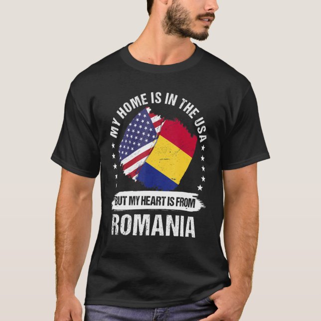 American Patriot Romania Flag American Romanian Ro T-Shirt (Front)