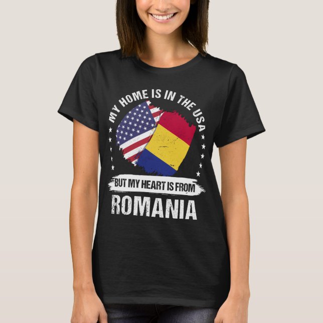 American Patriot Romania Flag Romanian Roots T-Shirt (Front)