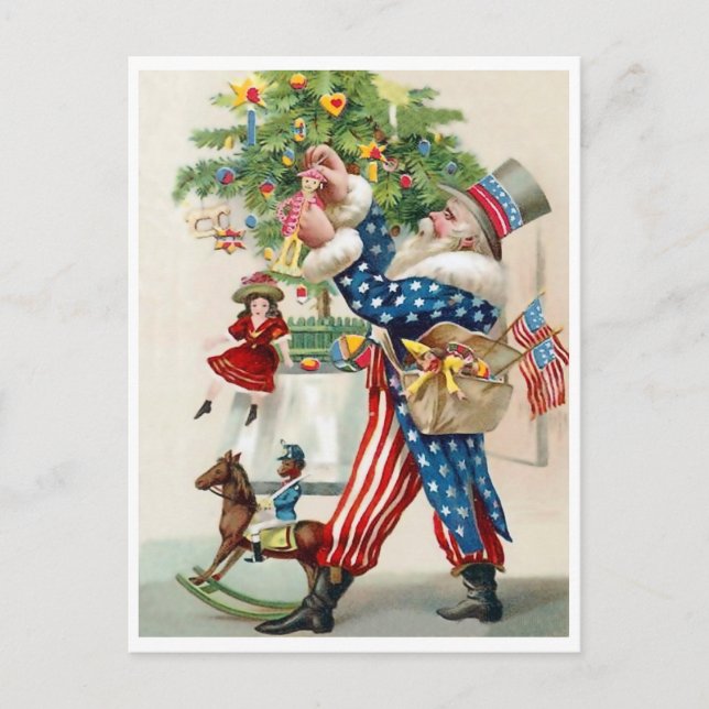 American Patriot, Santa Claus, Christmas decorate Postcard (Front)