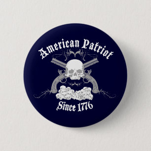 American Patriot Skull 1776 6 Cm Round Badge