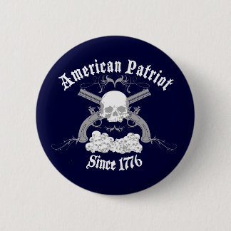 American Patriot Skull 1776 6 Cm Round Badge