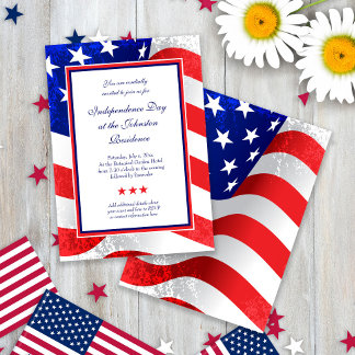 American Patriot Vintage Stars and Stripes US Flag Invitation