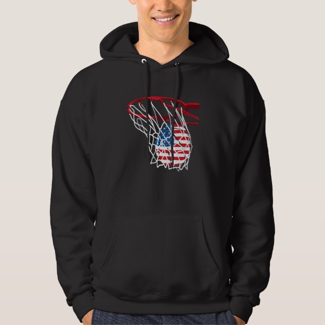 American Patriotic Basketball 4th Of July US Flag  Hoodie (Front)