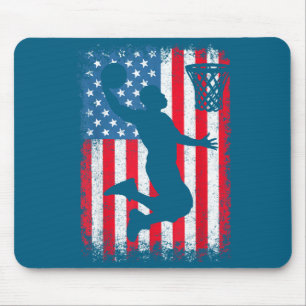 American Patriotic Basketball 4th Of July Usa Flag Mouse Mat