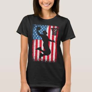 American Patriotic Basketball 4th Of July Usa Flag T-Shirt