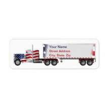 American Patriotic Big Rig Truck Address Labels