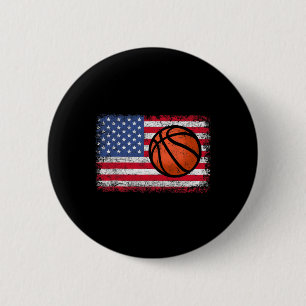 American Patriotic Bysketbyll 4th Of July Us Flag 6 Cm Round Badge