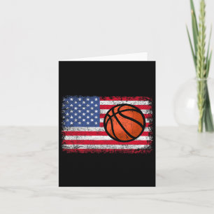 American Patriotic Bysketbyll 4th Of July Us Flag  Card
