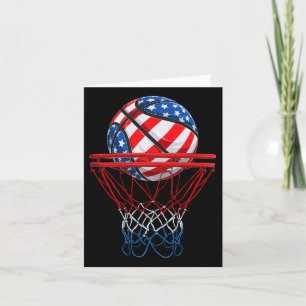 American Patriotic Bysketbyll 4th Of July Us Flag Card