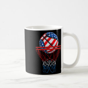 American Patriotic Bysketbyll 4th Of July Us Flag Coffee Mug