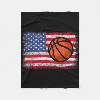 American Patriotic Bysketbyll 4th Of July Us Flag  Fleece Blanket