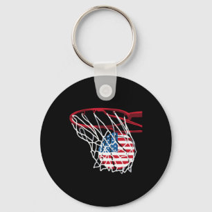 American Patriotic Bysketbyll 4th Of July Us Flag Key Ring