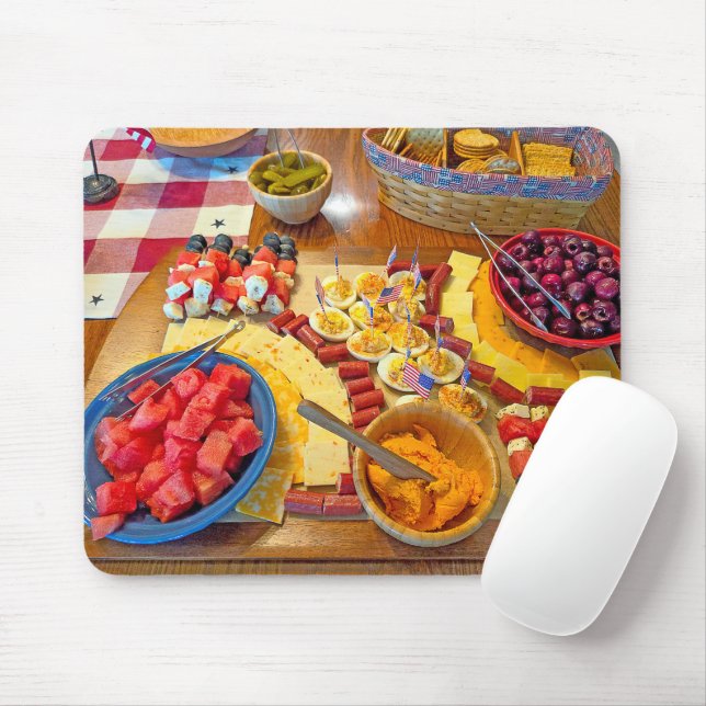 American Patriotic Charcuterie Party Board Mouse Mat (With Mouse)