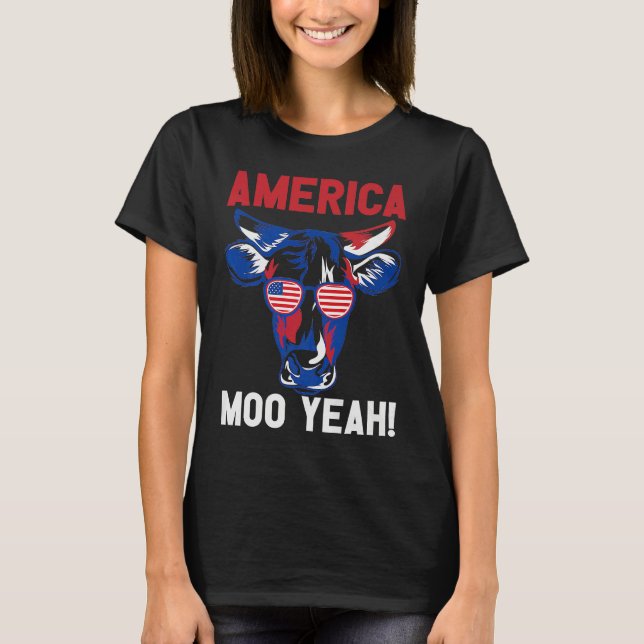 American Patriotic Decoration Moo Yeah Premium T-Shirt (Front)