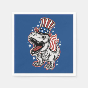 American Patriotic Dinosaur Napkin