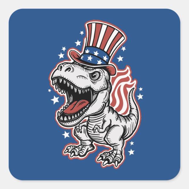 American Patriotic Dinosaur Square Sticker (Front)