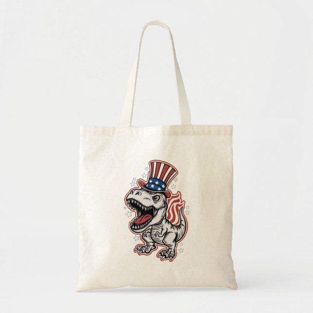 American Patriotic Dinosaur Tote Bag (Front)