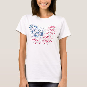 American Patriotic Dots Butterfly Flag T-Shirt