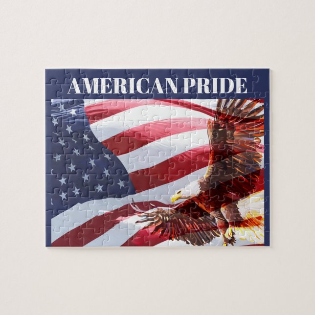 American Patriotic Eagle In Flight Jigsaw Puzzle (Horizontal)