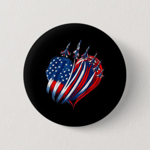 American Patriotic Fighter Jets USA Flag 4th of 6 Cm Round Badge
