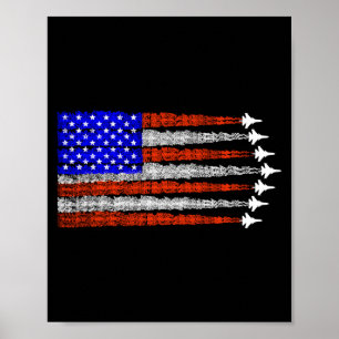 American patriotic fighter jets usa flag 4th of poster