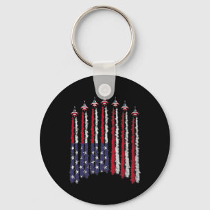 American Patriotic Fighter Jets Usa Flag Waving 4t Key Ring